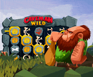 Höhlenmensch schlägt gegen die Slotmachine Caveman Wilds